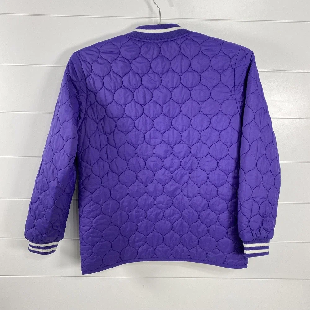 R:ROBOT Jacket Youth 12Y‎ Purple Quilted Bomber Full Zip Pockets Logo Patch Kids